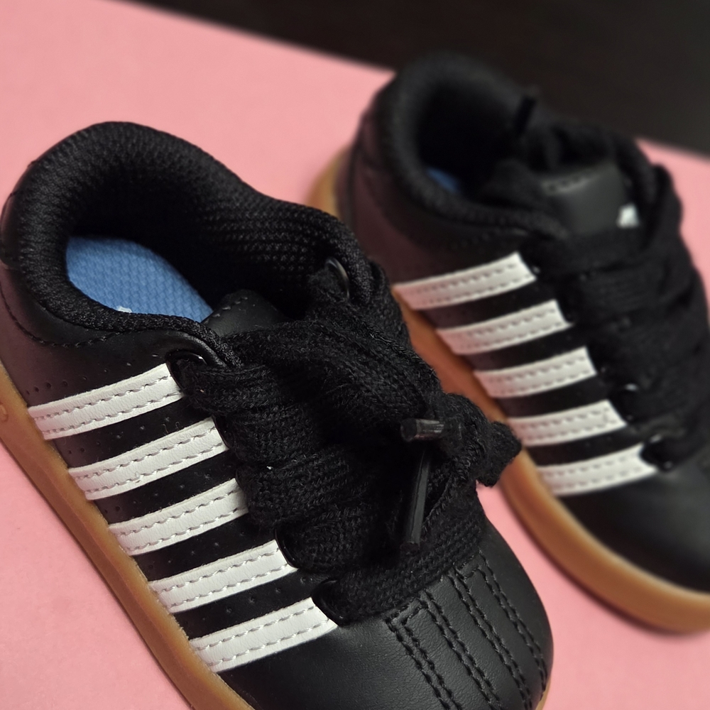 K-Swiss Kids Black and White Sneakers with Tan Soles